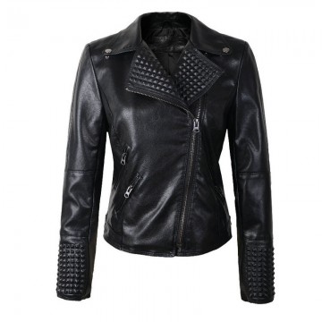 Women Leather Jackets Fashion Female Rivet Winter Motorcycle Brand Coat Outwear Drop Shipping
