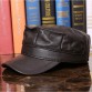 2018 High Quality Genuine Leather Flat Peak Military Hats for Women Men's Caps Autumn Winter Warm Caps Artists Hats