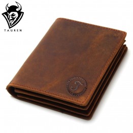 2018 Vintage Crazy Horse Handmade Leather Men Wallets Multi-Functional Cowhide Coin Purse Genuine Leather Wallet For Men