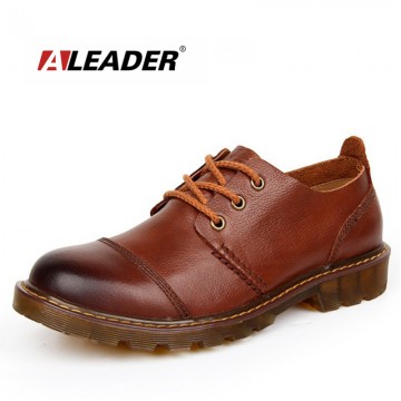 Aleader Men Leather Shoes Casual New Genuine Leather Shoes Men Oxford Fashion Lace Up Dress Shoes Outdoor Work Shoe Sapatos