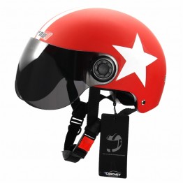 CARCHET Motorcycle Helmet Half Open Face Adjustable Size Protection Gear Head Helmets Unisex Five-pointed Star Black Red Newest 