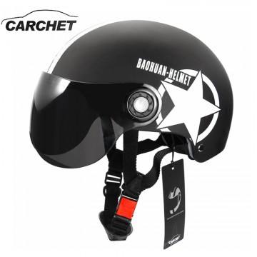 CARCHET Motorcycle Helmet Half Open Face Adjustable Size Protection Gear Head Helmets Unisex Five-pointed Star Black Red Newest32454897652