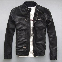 Factory Men Leather Jacket Genuine Real Sheep Goat skin Brand Black Male Bomber Motorcycle Biker Man's Coat Autumn Spring