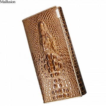Maillusion Women Wallets Luxury Brand Wallets Designer Purse Genuine Leather 3D Alligator Hasp Coin Purse Female Long Clutch Bag