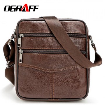 OGRAFF Men messenger bags luxury genuine leather men bag designer high quality shoulder bag casual zipper office bags for men32785275286