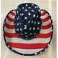 Summer Unisex Print American Flag Cowboy Straw Hat With Leather Band Western Wide Brim Cap Cowgirl Printing Sun Hats Caps 