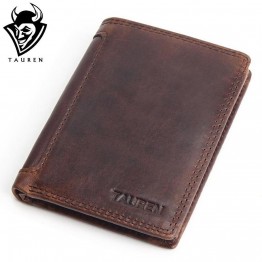 Vintage Designer 100% Genuine Carteiras Masculinas Cowhide Leather Men Short Wallet Purse Card Holder Coin Pocket Male Wallets