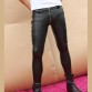 design male leather pants before and after the zipper tight leather pants 